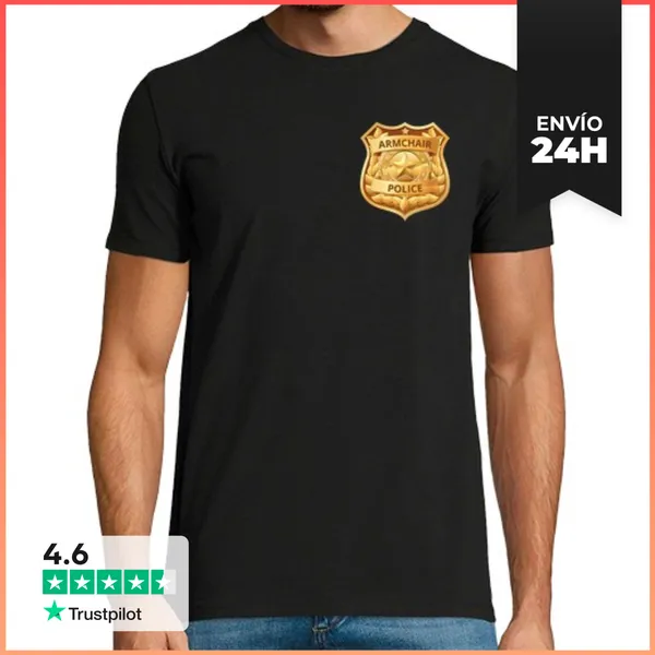 Camiseta Hombre Clásica Placa De Policía De Sillón LaTostadora