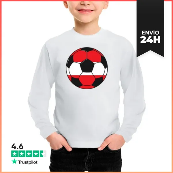 Camiseta Manga Larga Para Niños Equipo De Fútbol Austria
