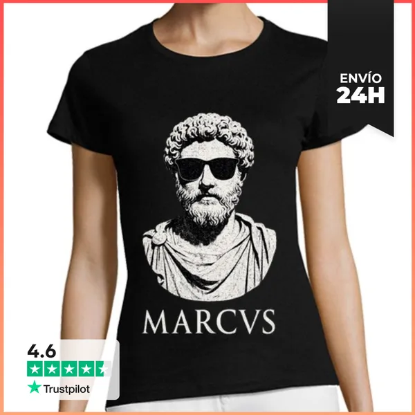 Camiseta Mujer Clásica Marco Aurelio Estoico Con Gafas De Sol
