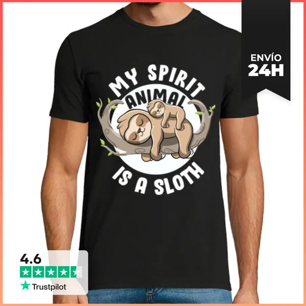 Camiseta Hombre Clásica Mi Espíritu Animal Es Un Perezoso Lindo