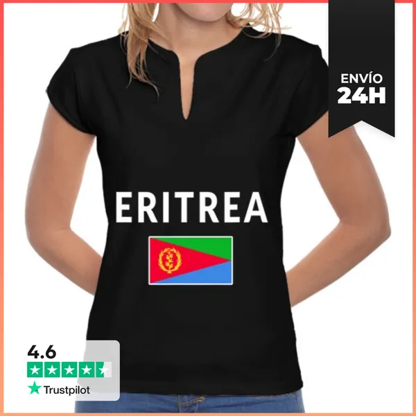 Camiseta Mujer Cuello Mao Camiseta Eritreana Bandera Souvenir