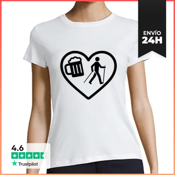 Camiseta Mujer Clásica Humor Aperitivo Marcha Nórdica Abuelo