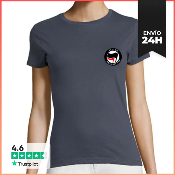 Camiseta Mujer Clásica Camiseta Azulgris M - Acción Antifascista
