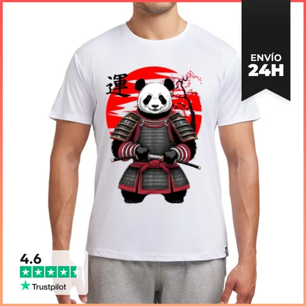 Camiseta Deportiva Hombre Lindo Panda Samurái LaTostadora