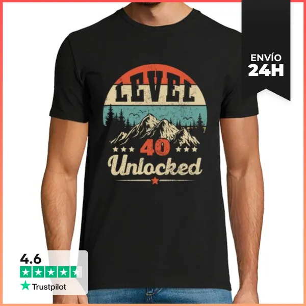 Camiseta Hombre Clásica Nivel 40 Desbloqueado LaTostadora