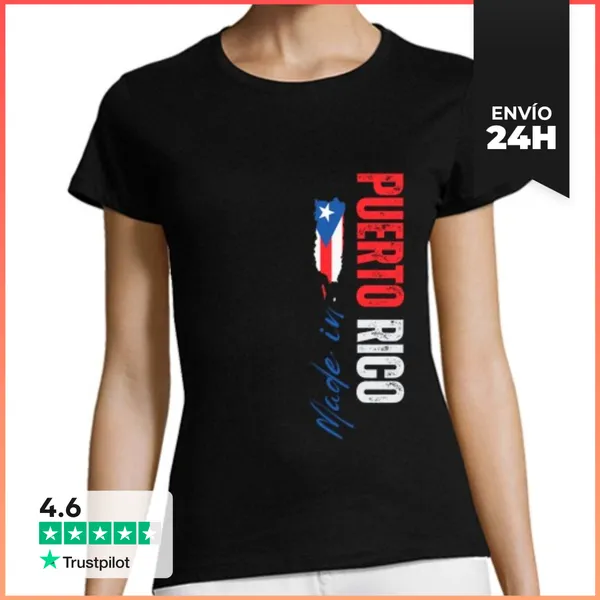 Camiseta Mujer Clásica Hecho En Puerto Rico, Orgullo