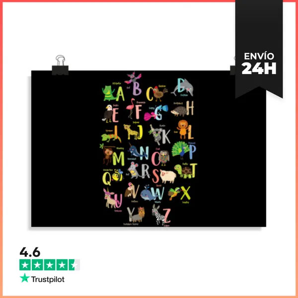 Póster Horizontal Animales Del Alfabeto Lindos Abecedario