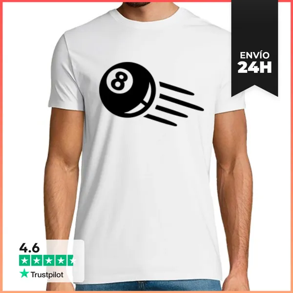 Camiseta Hombre Clásica Billar Negro Ocho Bola 8 LaTostadora