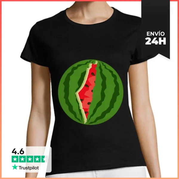 Camiseta Mujer Clásica Palestina Libre Sandía Patriótica