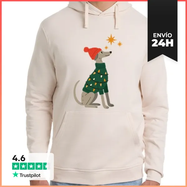 Sudadera Unisex Con Capucha GALGO NAVIDEÑO ANIMAL XMAS DOG