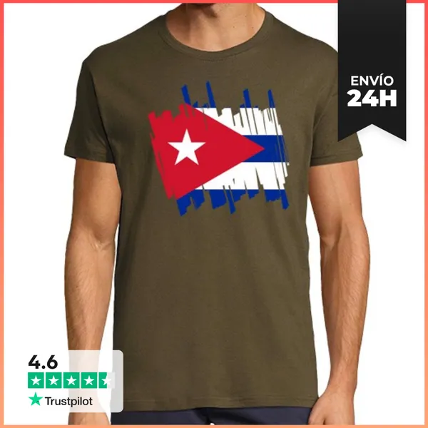 Camiseta Hombre Clásica Bandera Cuba LaTostadora