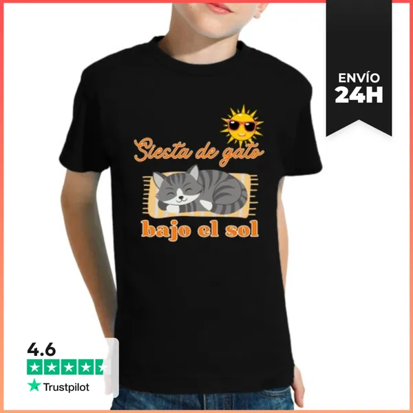 Camiseta Clásica Para Niños Siesta De Gato Bajo El Sol