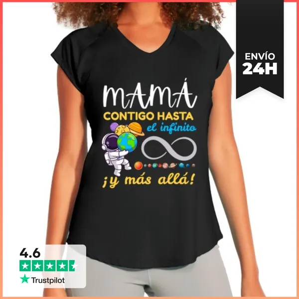 Camiseta Deportiva Mujer Mamá Contigo Hasta El Infinito Y Más