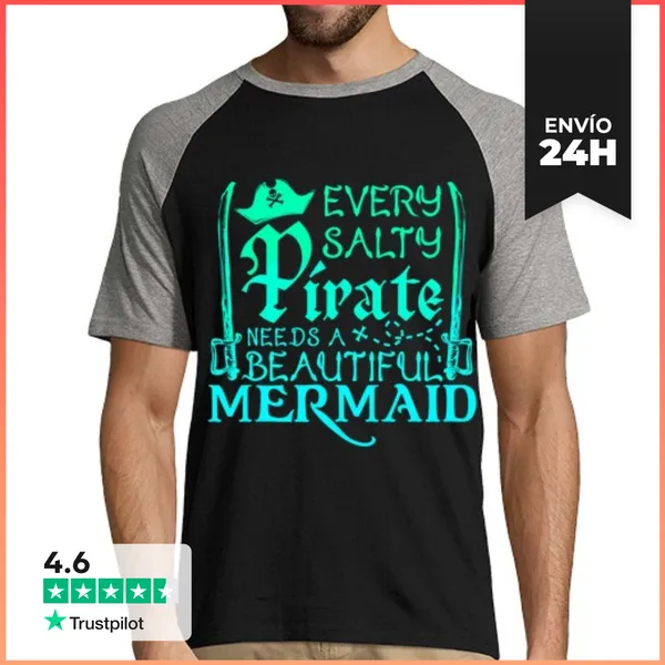Camiseta Hombre, Estilo Béisbol Cada Pirata Necesita Una Esposa