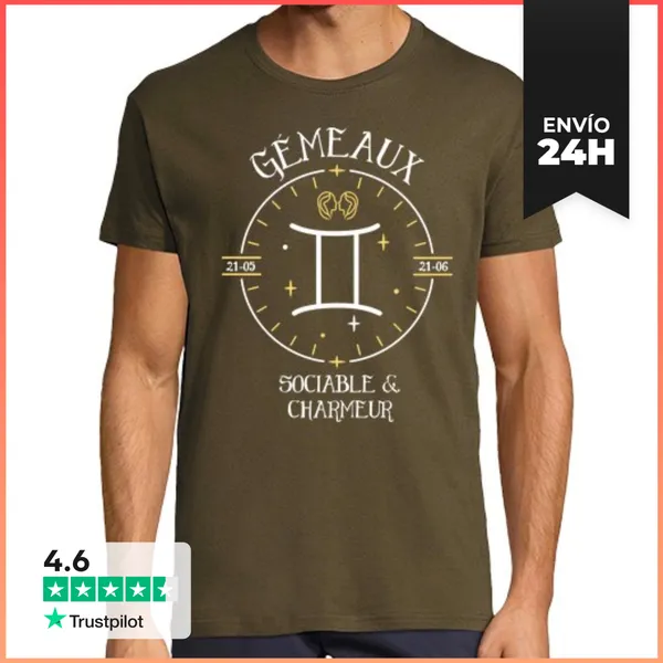 Camiseta Hombre Clásica Géminis - Sociable Y Encantador