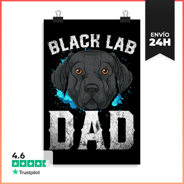 Póster Vertical Dueño De Perro Día Del Padre Labrador Negro