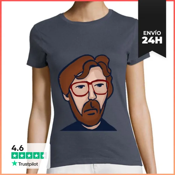 Camiseta Mujer Clásica Eric Clapton Mujer, Manga Corta, Gris