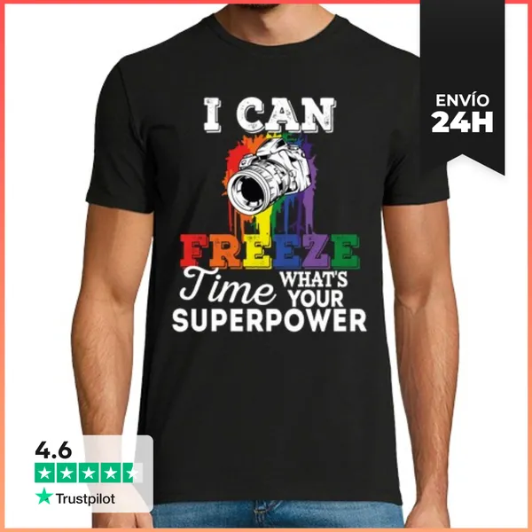 Camiseta Hombre Clásica Puedo Congelar El Tiempo ¿Cuál Es Tu Su