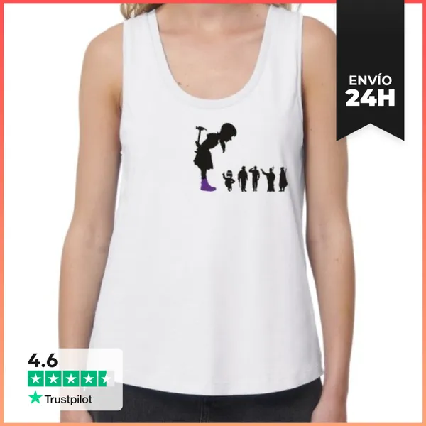 Camiseta Mujer Sin Mangas, Loose Fit Feminist Girl - Camisola