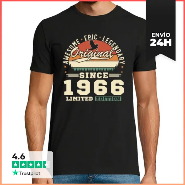 Camiseta Hombre Clásica 60 Cumpleaños 60 Años Vintage 1966
