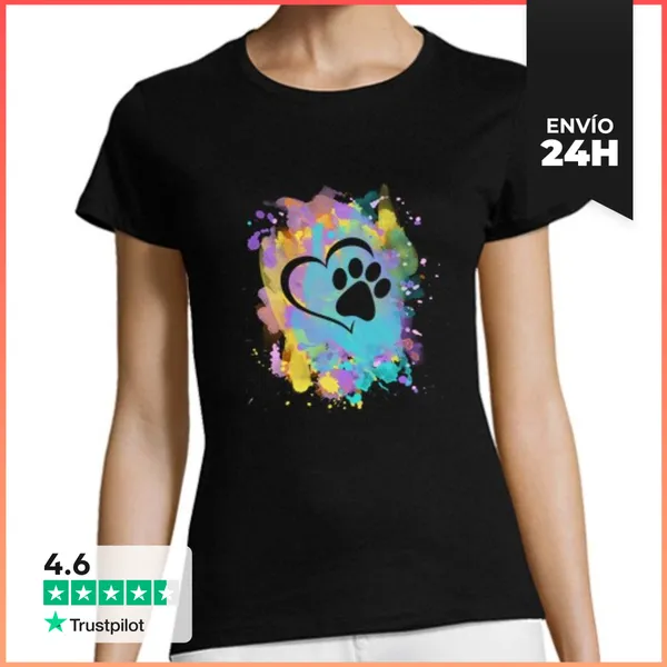 Camiseta Mujer Clásica Manchas Huella Corazón LaTostadora