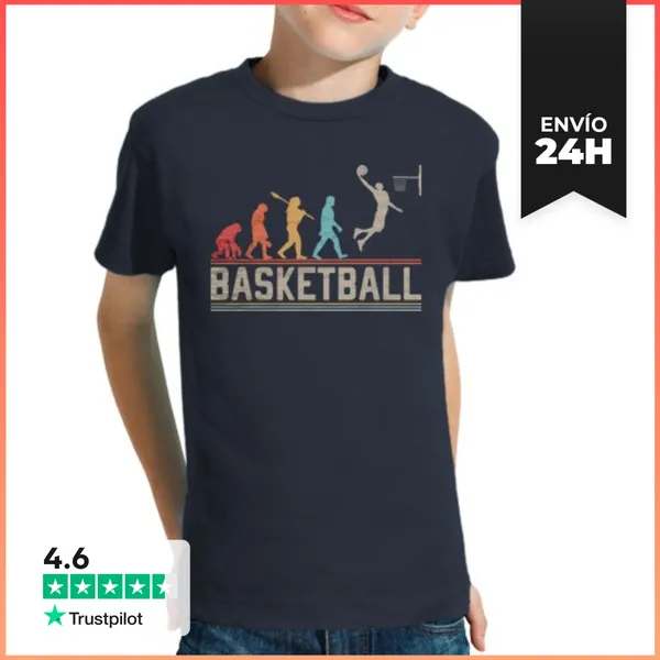 Camiseta Clásica Para Niños Baloncesto Evolución Baloncesto