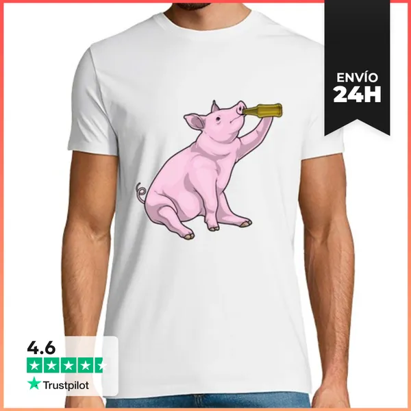 Camiseta Hombre Clásica Cerveza De Botella De Cerdo LaTostadora