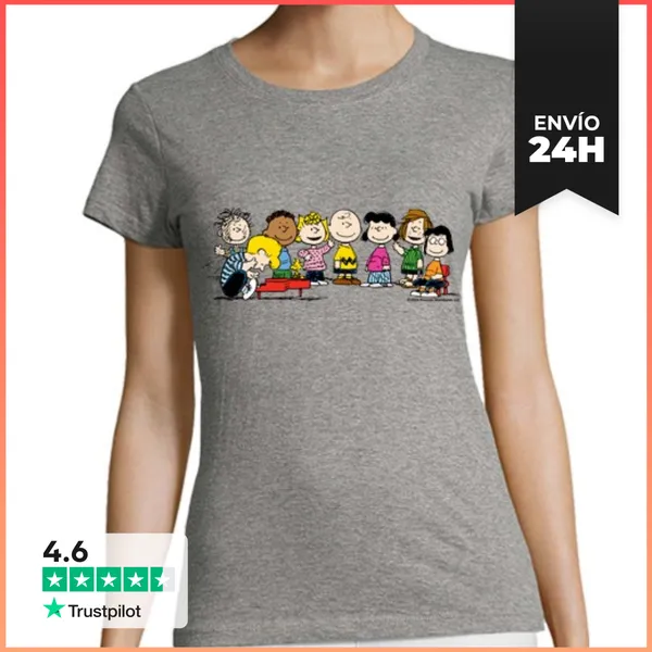 Camiseta Mujer Clásica Charlie Brown The Gang Is All Here