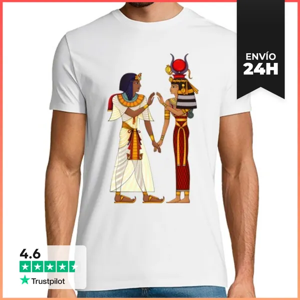 Camiseta Hombre Clásica Faraón Y Diosa Egipcia Con Trajes