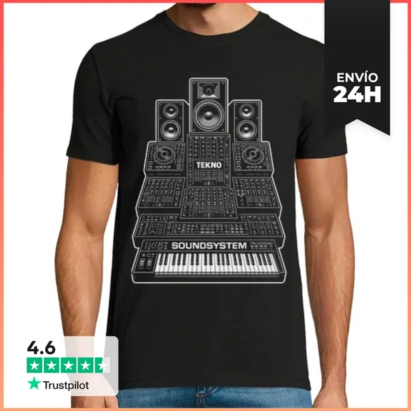 Camiseta Hombre Clásica Tekno Soundsystem Electronica LaTostadora