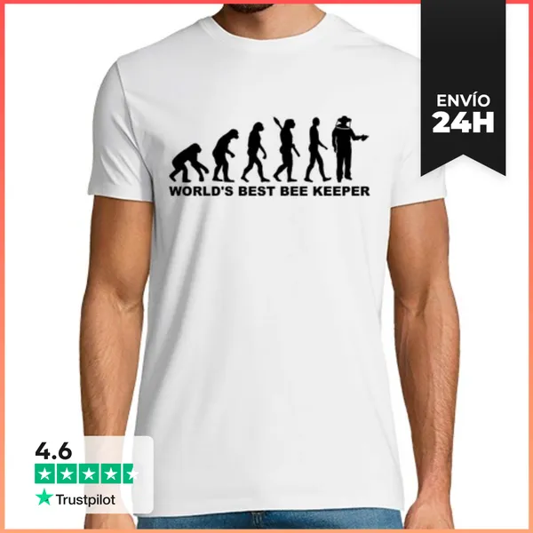 Camiseta Hombre Clásica Mundos Mejor Evolución Apicultor
