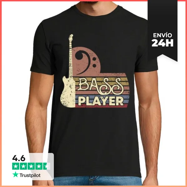 Camiseta Hombre Clásica Bajista Vintage Clave De Sol LaTostadora