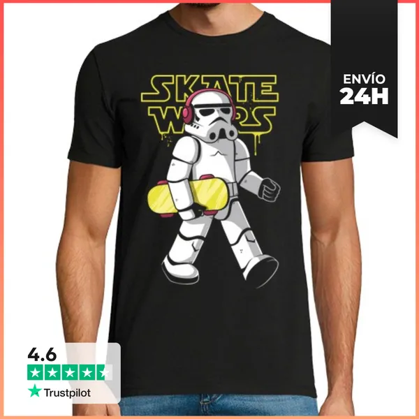 Camiseta Hombre Clásica Skate Wars LaTostadora