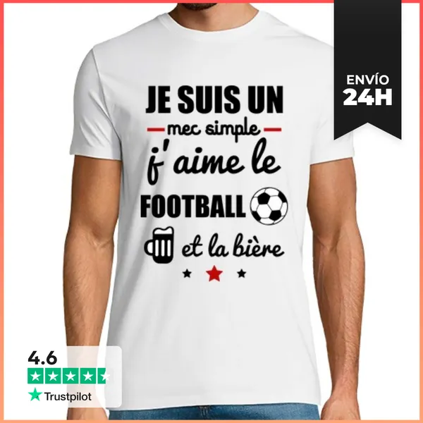 Camiseta Hombre Clásica Simple Futbolista Cerveza LaTostadora
