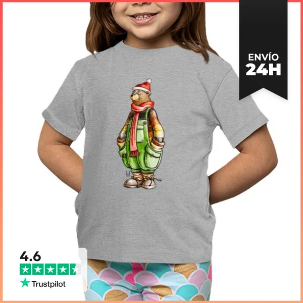 Camiseta Clásica Para Niños OSO CON PETO. Camiseta Básica Niño