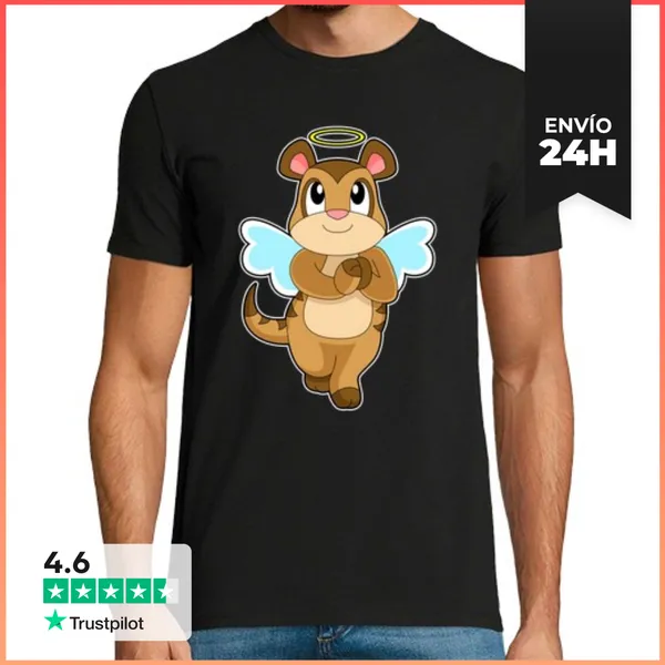 Camiseta Hombre Clásica Alas De Ángel De Suricata LaTostadora