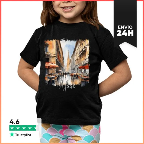 Camiseta Clásica Para Niños Milán Italia, Acuarela De Milán