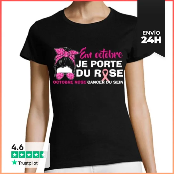 Camiseta Mujer Clásica Octubre Rosa Solidario Contra El Cáncer
