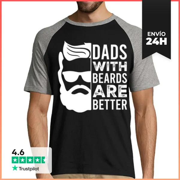 Camiseta Hombre, Estilo Béisbol DADS WITH BEARDS ARE BETTER