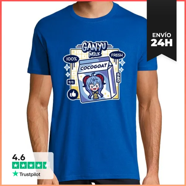 Camiseta Hombre Clásica Cocogoat Milk Ganyu Kawaii LaTostadora