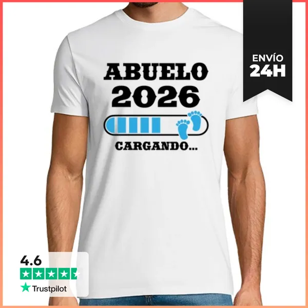 Camiseta Hombre Clásica Abuelo 2026 Cargando Regalo Para Futuro