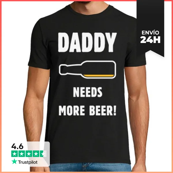 Camiseta Hombre Clásica Papá Necesita Más Cerveza - Padre - Neg