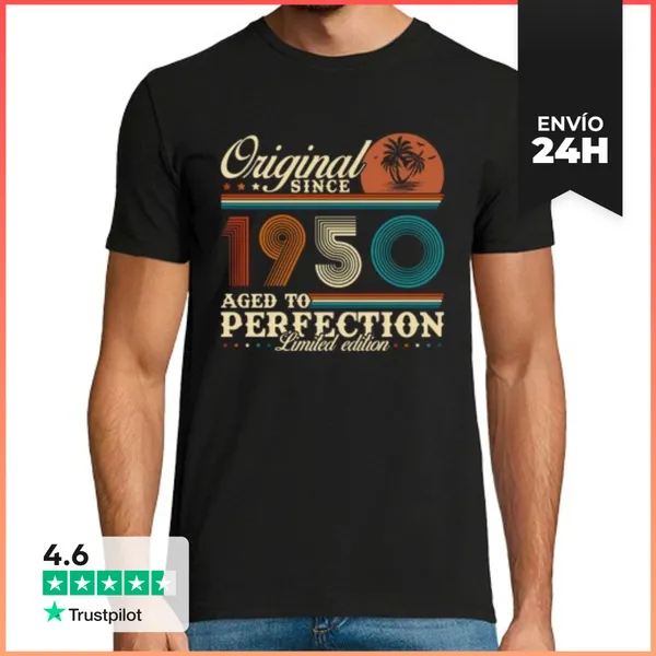 Camiseta Hombre Clásica 1950 Vintage Retro Aniversario Regalo