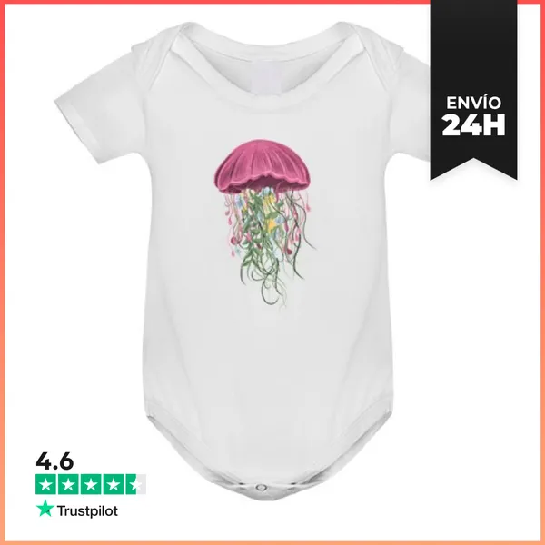 Body Bebé Medusas Moradas Flores Creación Artista Cuerpo Bebé