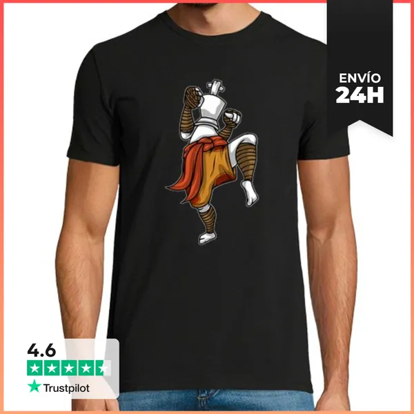 Camiseta Hombre Clásica Rey Del Ajedrez Como Un Luchador De Muay