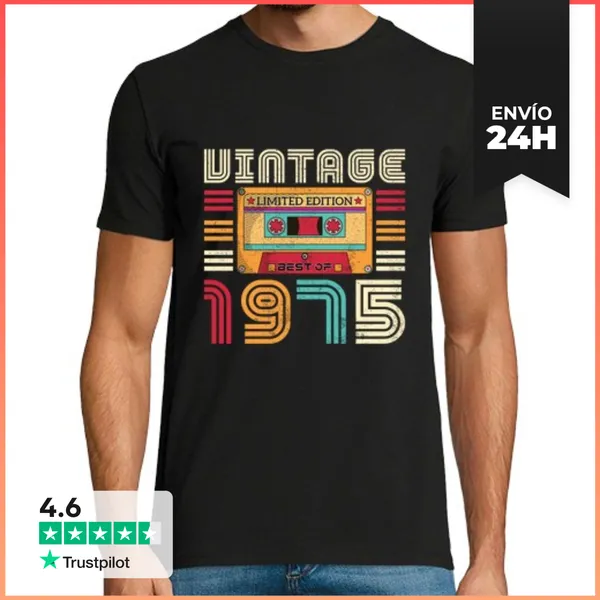 Camiseta Hombre Clásica Retro Vintage 1975 LaTostadora