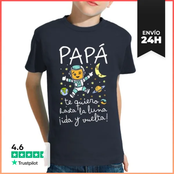 Camiseta Clásica Para Niños Papá Te Quiero Hasta La Luna Ida Y