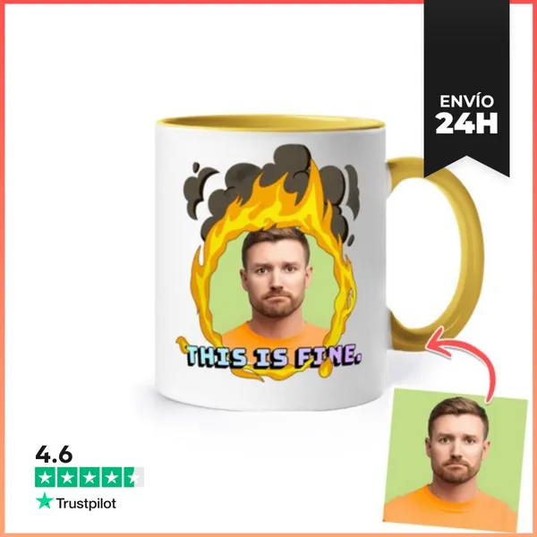 Taza De Colores Taza This Is Fine Foto Personalizable LaTostadora