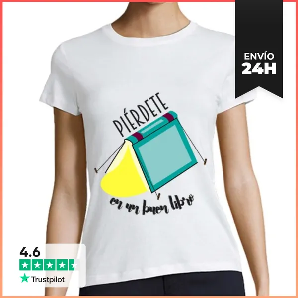 Camiseta Mujer Clásica Piérdete En Un Buen Libro LaTostadora