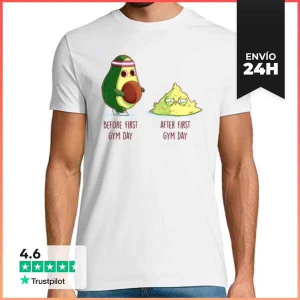 Camiseta Hombre Clásica Before After - First Gym Day LaTostadora